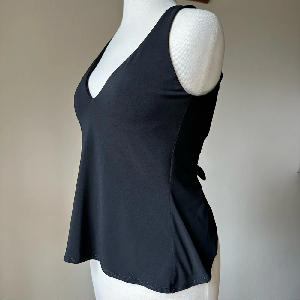 Robin Piccone Black Halter Swim Tankini Top Adjustable‎ Tie Back S/M